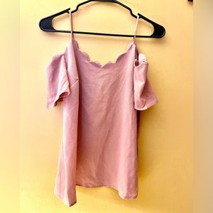 NWT scalloped neck and back cold shoulder top